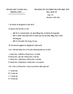 Đề cương ôn tập giữa học kì 2 môn Lịch sử 10 sách Cánh diều