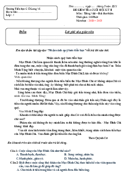 Đề thi học kì 2 môn Tiếng Việt lớp 5 - Đề 7-1