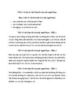 Tập làm văn lớp 2: Viết 4 - 5 câu về việc làm tốt của một người bạn| Chân trời sáng tạo