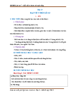 Giáo án Lịch sử 7 Bài 17 sách Kết nối tri thức với cuộc sống