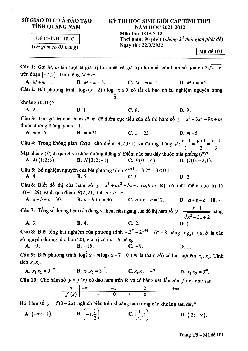 Đề thi học sinh giỏi tỉnh Toán 12 năm 2021 – 2022 sở GD&ĐT Quảng Nam