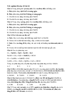 Trắc nghiệm Hóa học 10 bài 24: Sơ lược về hợp chất có oxi của Clo