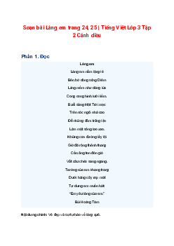 Soạn bài Làng em trang 24, 25 | Tiếng Việt Lớp 3 Tập 2 Cánh diều