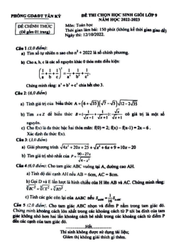 Đề chọn học sinh giỏi Toán 9 năm 2022 – 2023 phòng GD&ĐT Tân Kỳ – Nghệ An