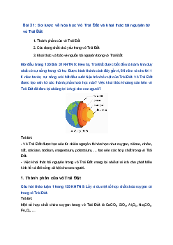 Giải Khoa học tự nhiên 9 Chân trời sáng tạo Bài 31: Sơ lược về hóa học Vỏ Trái Đất và khai thác tài nguyên từ vỏ Trái Đất