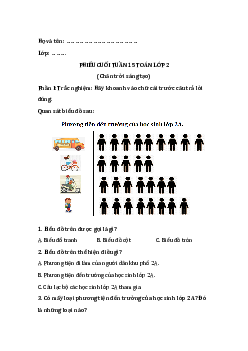 Bài tập cuối tuần Toán lớp 2 | Chân trời sáng tạo Tuần 15