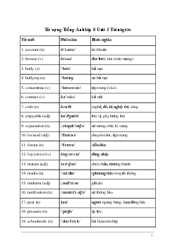 Giải Tiếng Anh 8 Unit 3: Từ vựng | Kết nối tri thức