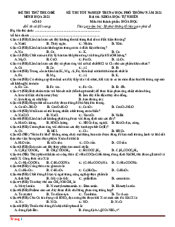 Đề thi thử môn Hóa 2021 bám sát đề minh họa (đề 3) (có đáp án lời giải chi tiết)