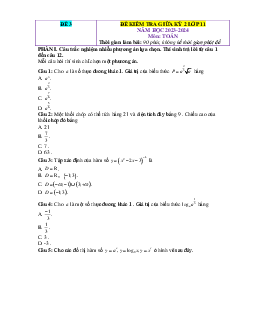 Đề kiểm tra giữa HK2 Toán 11 Kết nối tri thức (giải chi tiết)-Đề 3