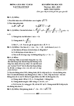 Đề học kỳ 1 Toán 9 năm 2023 – 2024 phòng GD&ĐT Thạch Thất – Hà Nội