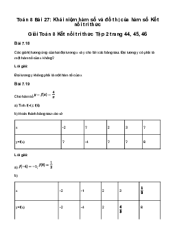 Giải Toán 8 Bài 27: Khái niệm hàm số và đồ thị của hàm số | Kết nối tri thức