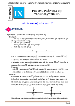 Chuyên đề phương pháp tọa độ trong mặt phẳng Toán 10 Chân Trời Sáng Tạo