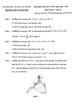 Đề giữa kỳ 1 Toán 10 năm 2022 – 2023 trường THPT Lê Quý Đôn – TP HCM