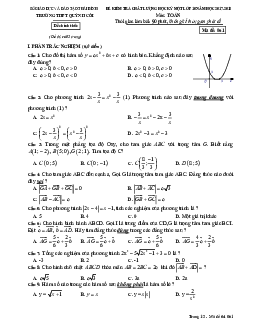 Đề kiểm tra chất lượng HK1 Toán 10 năm học 2017 – 2018 trường THPT Quỳnh Côi – Thái Bình