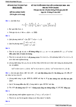 Đề tuyển sinh lớp 10 môn Toán (chuyên) năm 2020 – 2021 sở GD&ĐT Bình Phước