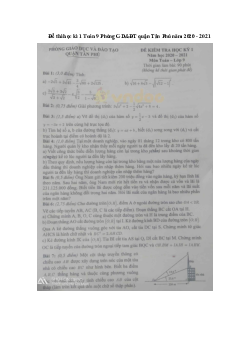 Đề thi học kì 1 Toán 9 Phòng GD&ĐT quận Tân Phú năm 2020 - 2021
