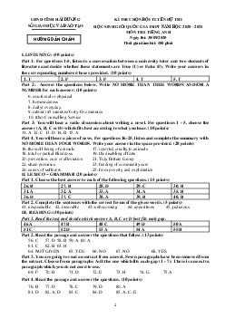 (Đáp án) Kì thi chọn đội tuyển chính thức dự thi HSG quốc gia lớp12 THPT tỉnh Hải Dương năm học 2020-2021 môn thi Tiếng Anh