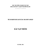Thẩm định khách hàng doanh nghiệp Môn học Tổng quan ngân hàng| Học viện Nông nghiệp Việt Nam