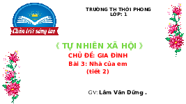 Giáo án điện tử Tự nhiên và xã hội 1 bài 3 Chân trời sáng tạo : Nhà ở của em