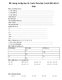 Đề cương ôn thi học kì 1 môn Toán, Tiếng Việt lớp 2 năm 2023 - 2024 (Sách mới)