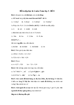 Đề ôn thi học kì 2 môn Toán lớp 5 - Đề 8