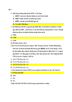 Trắc nghiệm Thuế  - Đề thi kết thúc học phần thuế