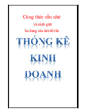 Công thức và Cách Giải 3 Dạng Câu Hỏi Đề Thi môn Thống kê trong kinh tế và kinh doanh | Trường Đại học Kinh tế Quốc dân