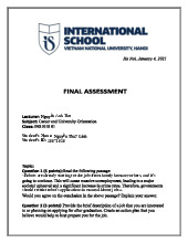 Bài tập cuối kỳ học phần Career and University Orientation | Đại học Quốc gia Hà Nội