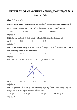 Bộ đề thi vào lớp 6 môn Toán năm học 2019 - 2020 trường THCS Ngoại Ngữ, Hà Nội