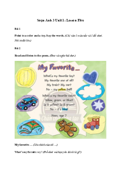 Giải Tiếng Anh lớp 3 Unit 1: Lesson Five | Family and Friends