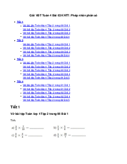 Vở bài tập Toán lớp 4 Bài 63: Phép nhân phân số Kết nối tri thức