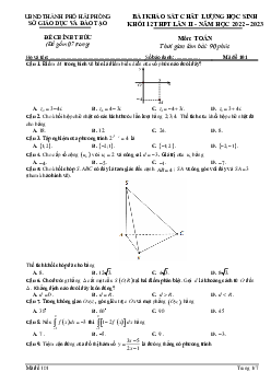 Đề khảo sát Toán 12 THPT lần 2 năm 2022 – 2023 sở GD&ĐT Hải Phòng