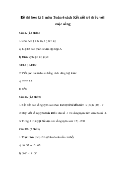 Đề thi học kì 1 môn Toán 6 năm 2023 - 2024 sách Kết nối tri thức với cuộc sống | Đề 7