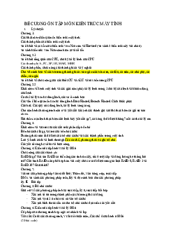 Đề cương ôn tập môn Kiến trúc máy tính | Học viện Công nghệ Bưu chính Viễn thông