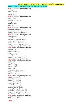 Bài tập tự luận Toán 11 Bài 21: Phương trình bất phương trình mũ và lôgarit