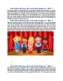 Viết đoạn văn giới thiệu tiết mục hát, múa (hoặc đóng vai) mà em hoặc nhóm em đã hoặc sẽ biểu diễn - Tập làm văn lớp 3 Cánh diều