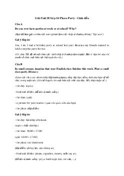 Giải Tiếng Anh 10 Unit 2E: Plan a Party | Explore New Worlds
