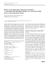 Where is the opportunity without the customer?An integration of marketing activities, the entrepreneurshipprocess, and institutional theory | Tài liệu Tiếng Anh