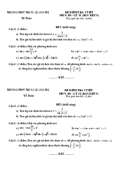 Đề kiểm tra 1 tiết ĐS&GT 11 chương 1 năm 2019 – 2020 trường Thị xã Quảng Trị