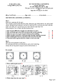 Đề Thi Thử Hsg Cấp Trường Môn Tiếng Anh 11 Năm Học 2018-2019 Thpt Lý Thái Tổ - Bắc Ninh (có đáp án)