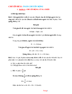 Chuyên đề bồi dưỡng HSG Toán 6: Toán chuyển động