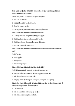 Trắc nghiệm Địa Lý 10 bài 20: Lớp vỏ địa lí. Quy luật thống nhất và hoàn chỉnh của lớp vỏ địa lí