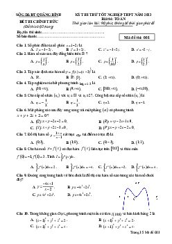 Đề thi thử THPT Quốc gia năm 2023 môn Toán Sở GD&ĐT Quảng Bình