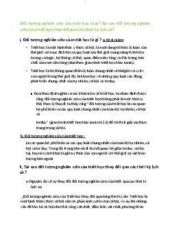 Đối tượng nghiên cứu của triết học là gì? Tại sao đối tượng nghiên cứu của triết học thay đổi qua các thời kỳ lịch sử? học phần Triết học Mac-Lênin