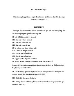 Đề cương đề tài Phân tích sự ứng phó của công ty Hoa Sen khi giá đầu vào thay đổi giai đoạn năm 2018 - 2022 | Kinh tế vi mô | Trường đại học Thương mại