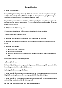 Bảng tính tan Vật lí lớp 11 sách Kết Nối Tri Thức