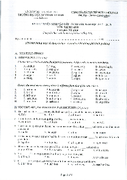 Đề thi Tuyển sinh vào lớp 10 Đại học Sư phạm TP HCM môn thi Tiếng Anh (chuyên) năm 2017-2018