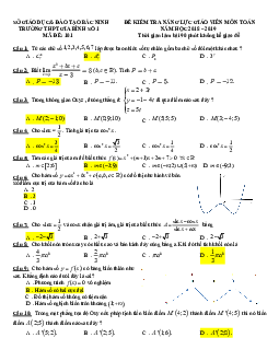 Đề kiểm tra năng lực giáo viên môn Toán năm 2018 – 2019 trường Gia Bình 1 – Bắc Ninh