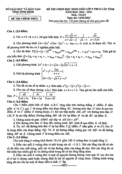 Đề học sinh giỏi Toán 9 cấp tỉnh năm 2022 – 2023 sở GD&ĐT Ninh Bình