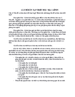 Câu hỏi ôn tập cuối kì học phần Triết học Mac-Lenin | Đại học Bách Khoa Hà Nội